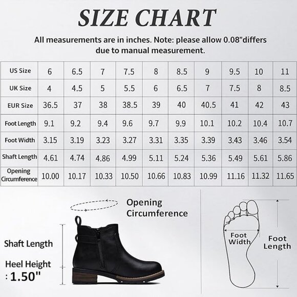 Black Ankle Boots 8.5 - 9 Booties Shoes Moto Short Chelsea Low Heel Faux Leather - Picture 6 of 7